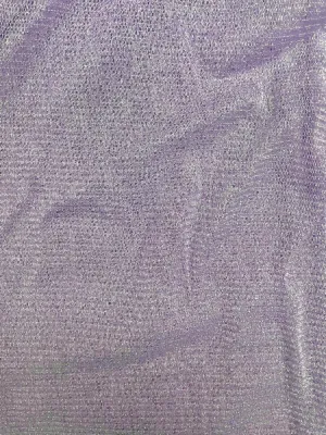 NYLON MESH METALLIC WITH NATURAL STRETCH KNIT<br><h6>5X-LILAC-SILVER<br>389-MESHMTLC</h6>
