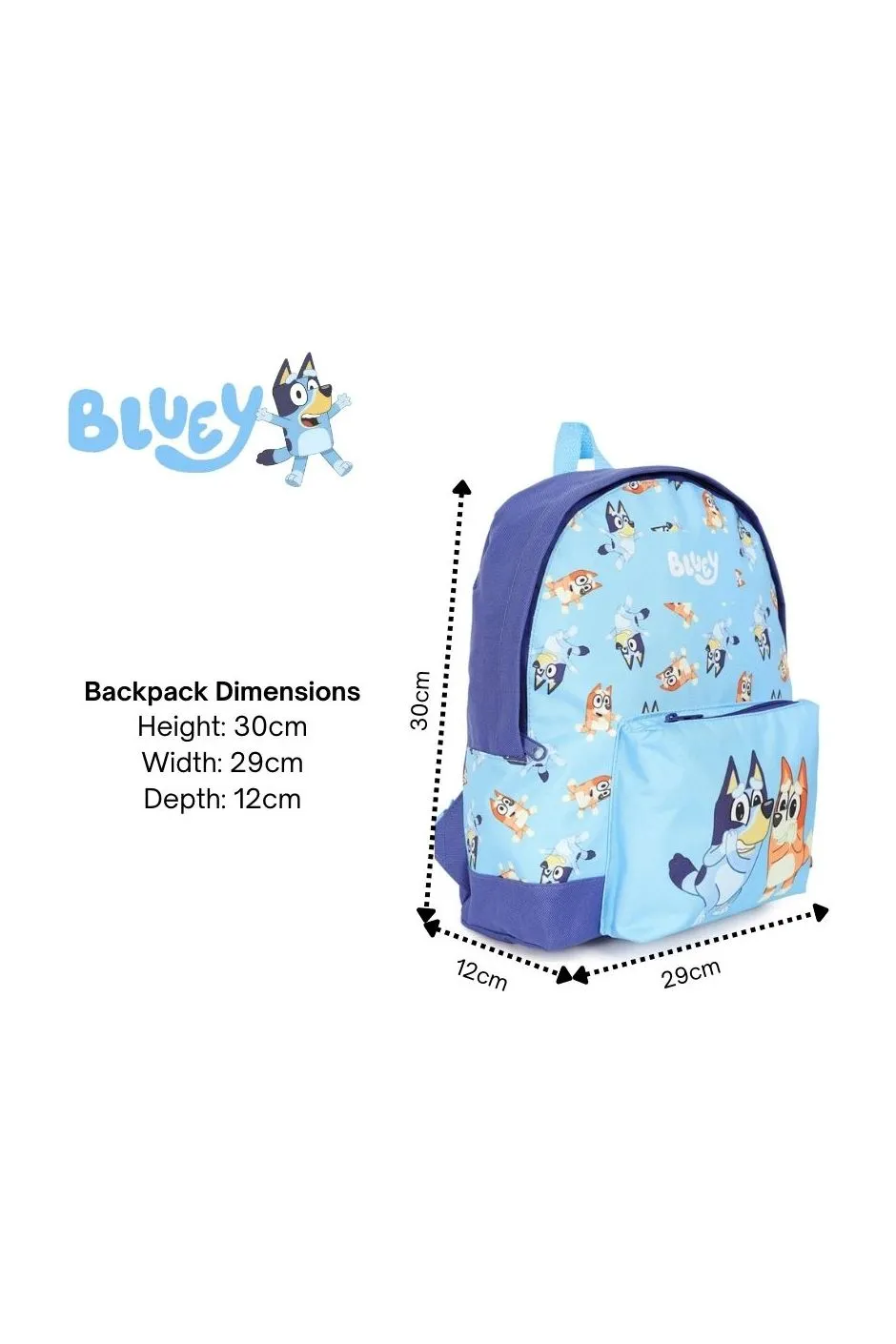 Official Bluey And Bingo Children's Backpack, Kids Backpack, Schoolbag, Rucksack Blue