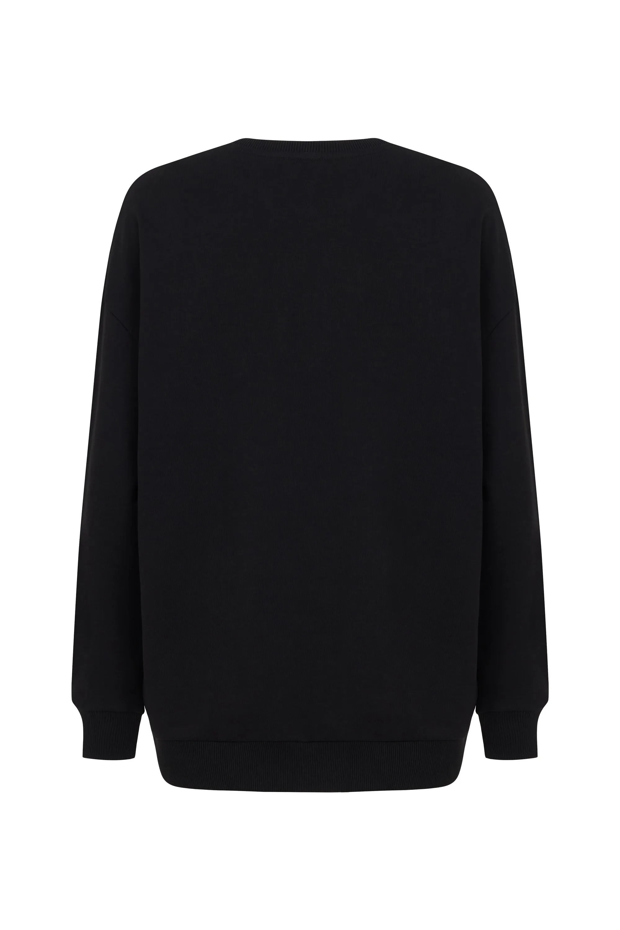 Oversized Sweatshirt with Metallic Accessory Details