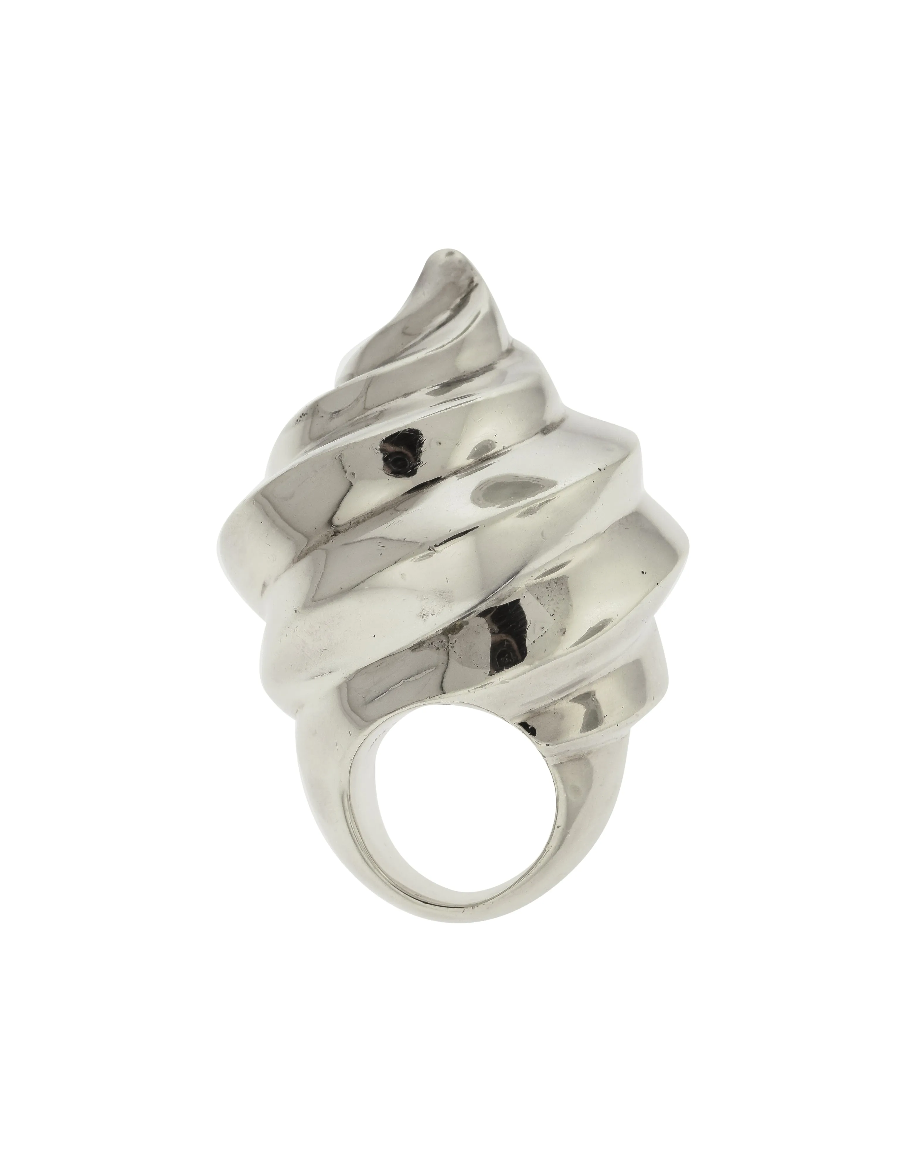Patricia von Musulin Vintage Iconic Massive Oversized 'Fluted Spiral' 'Ice Cream Cone' Swirl Sterling Silver Ring