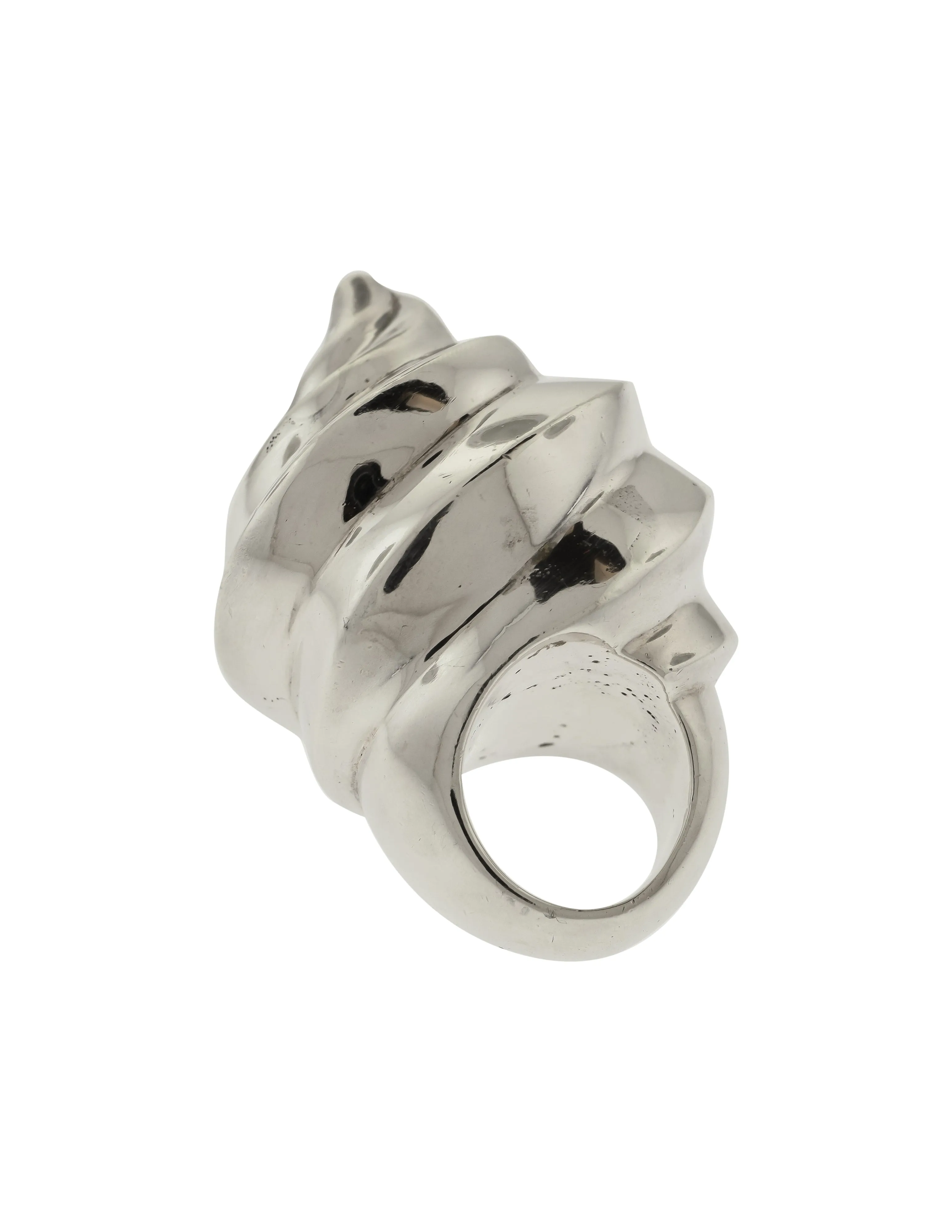 Patricia von Musulin Vintage Iconic Massive Oversized 'Fluted Spiral' 'Ice Cream Cone' Swirl Sterling Silver Ring