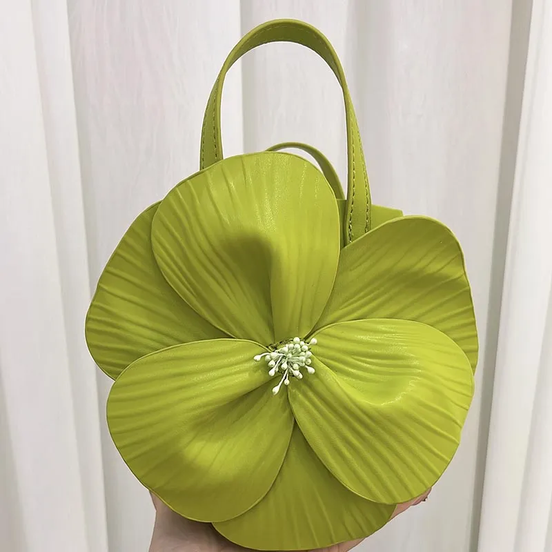 Petal Flower Handbag For Party Solid Color Evening Bag