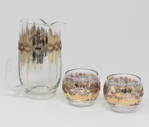 Pitcher & Glasses, Dorothy Thorpe, Atomic Splash Gold, MCM, Vintage