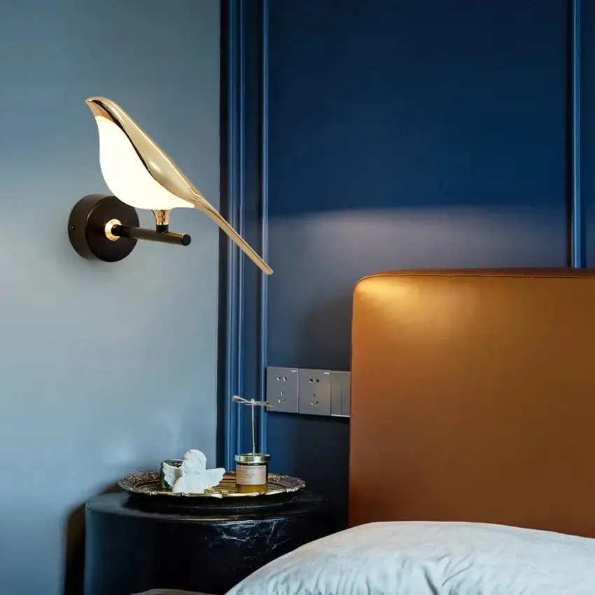 Postmodern Bird Led Wall Lamp Acrylic Bedroom Bedside Wall Sconce Hallway Aisle Staircase Indoor Wall Light Fixtures