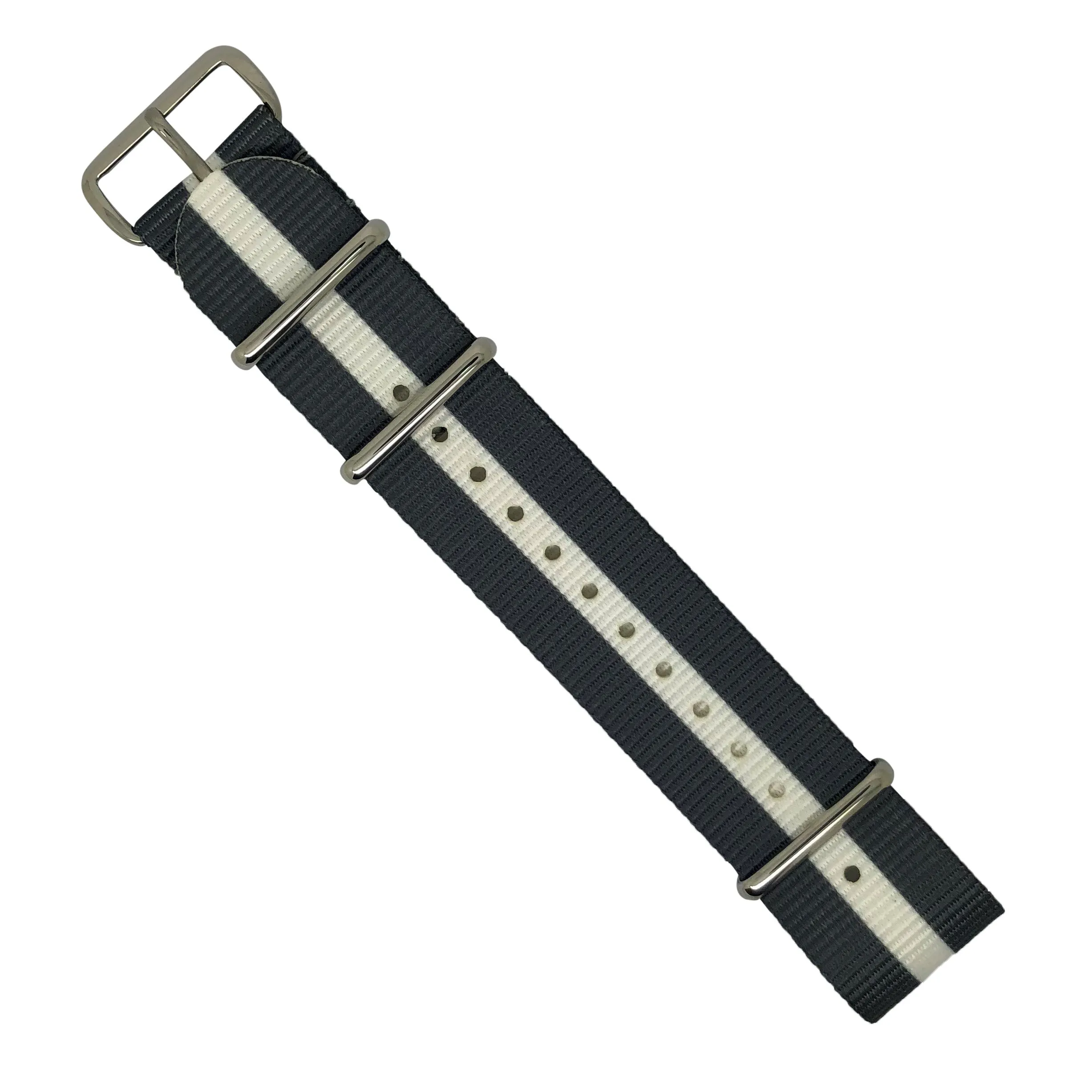 Premium Nato Strap in Grey White