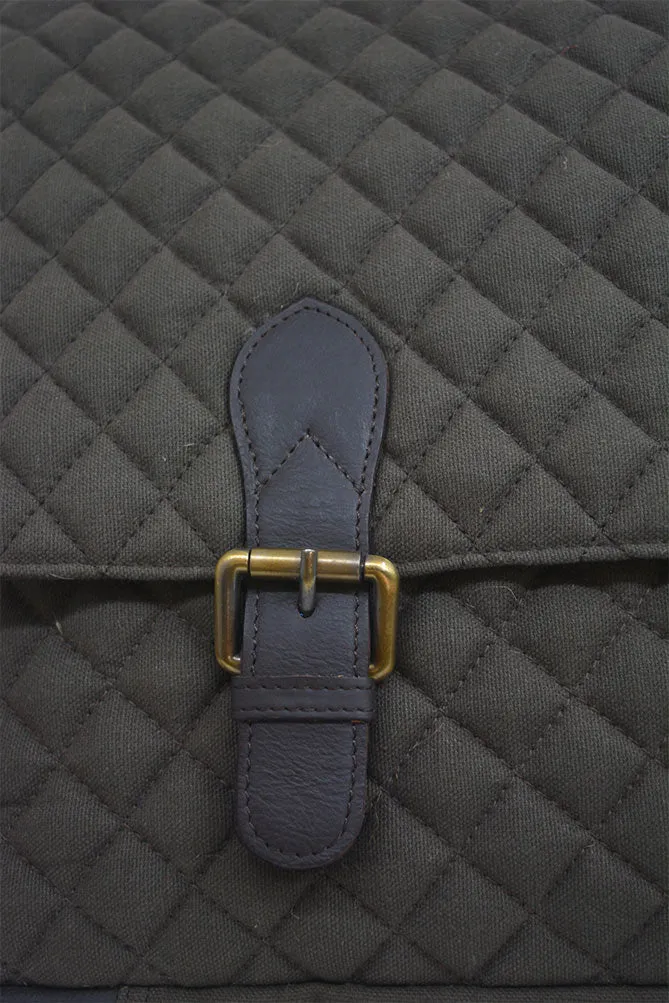 Quilted Canvas and Leather Laptop Bag