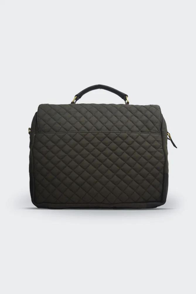 Quilted Canvas and Leather Laptop Bag