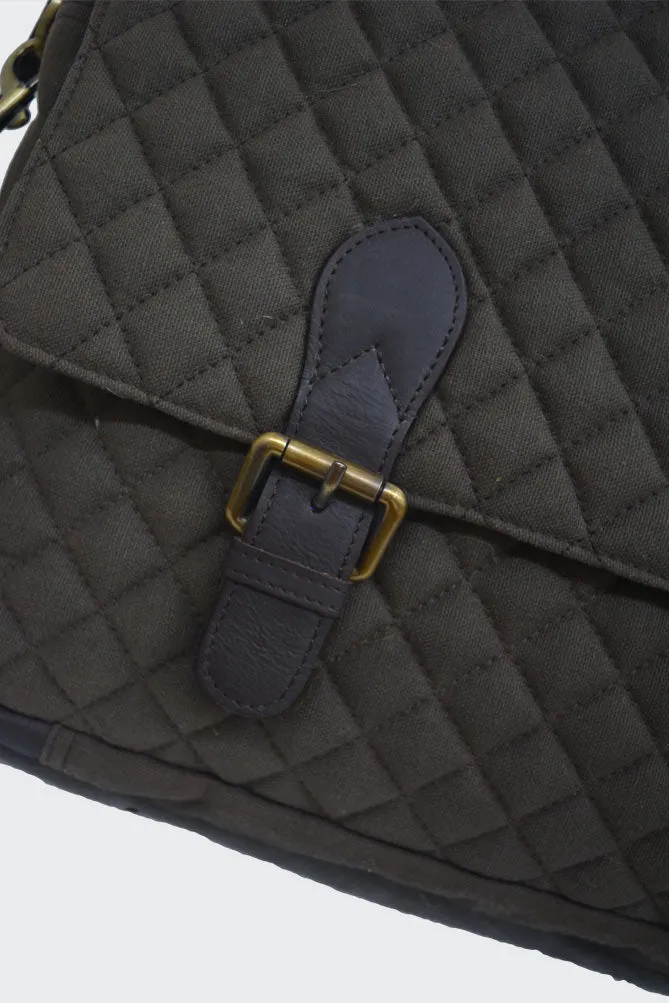 Quilted Canvas and Leather Laptop Bag