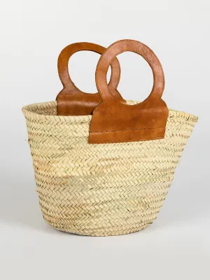 Raffia French Shopper Round Handles Tan
