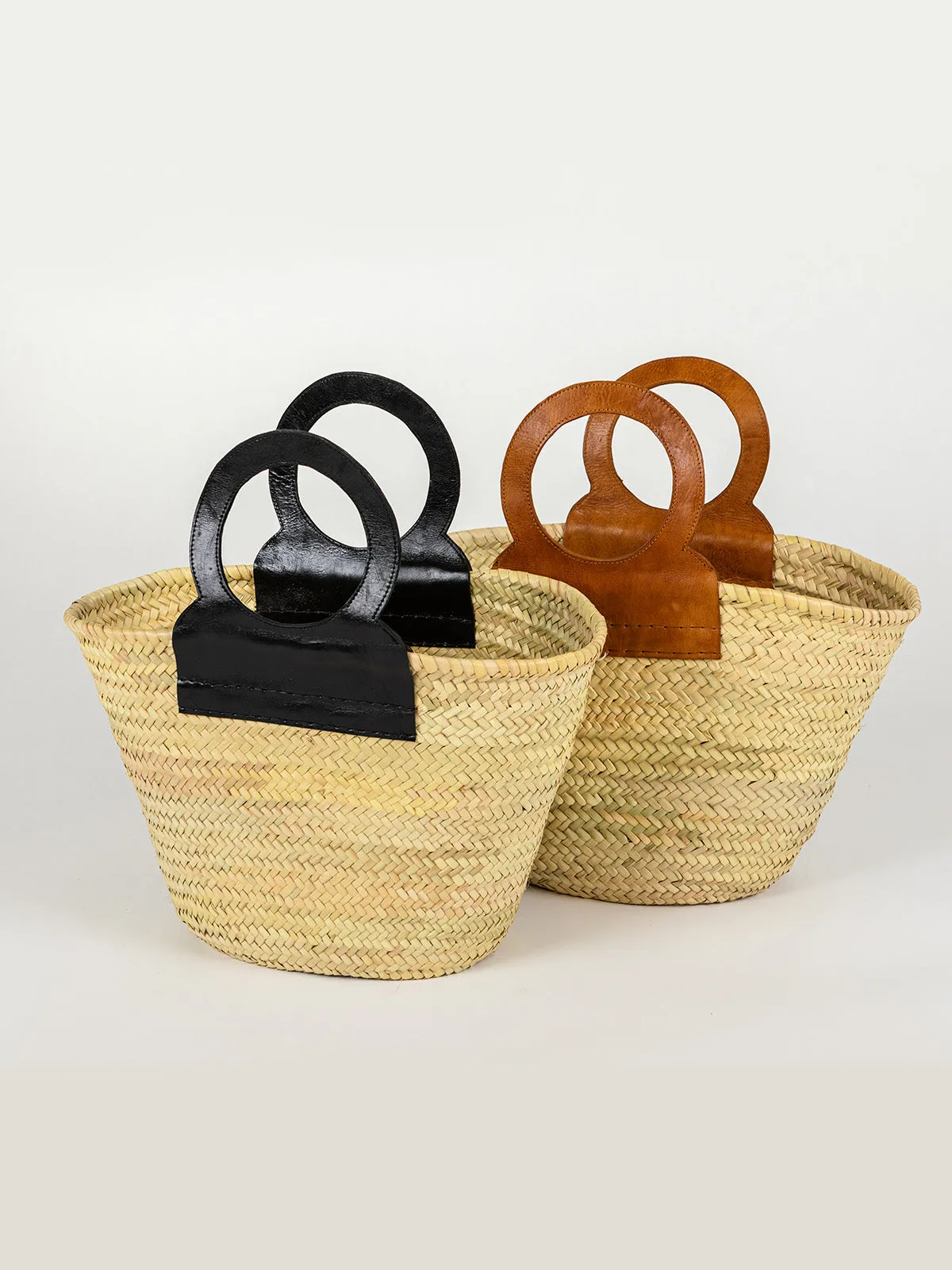 Raffia French Shopper Round Handles Tan