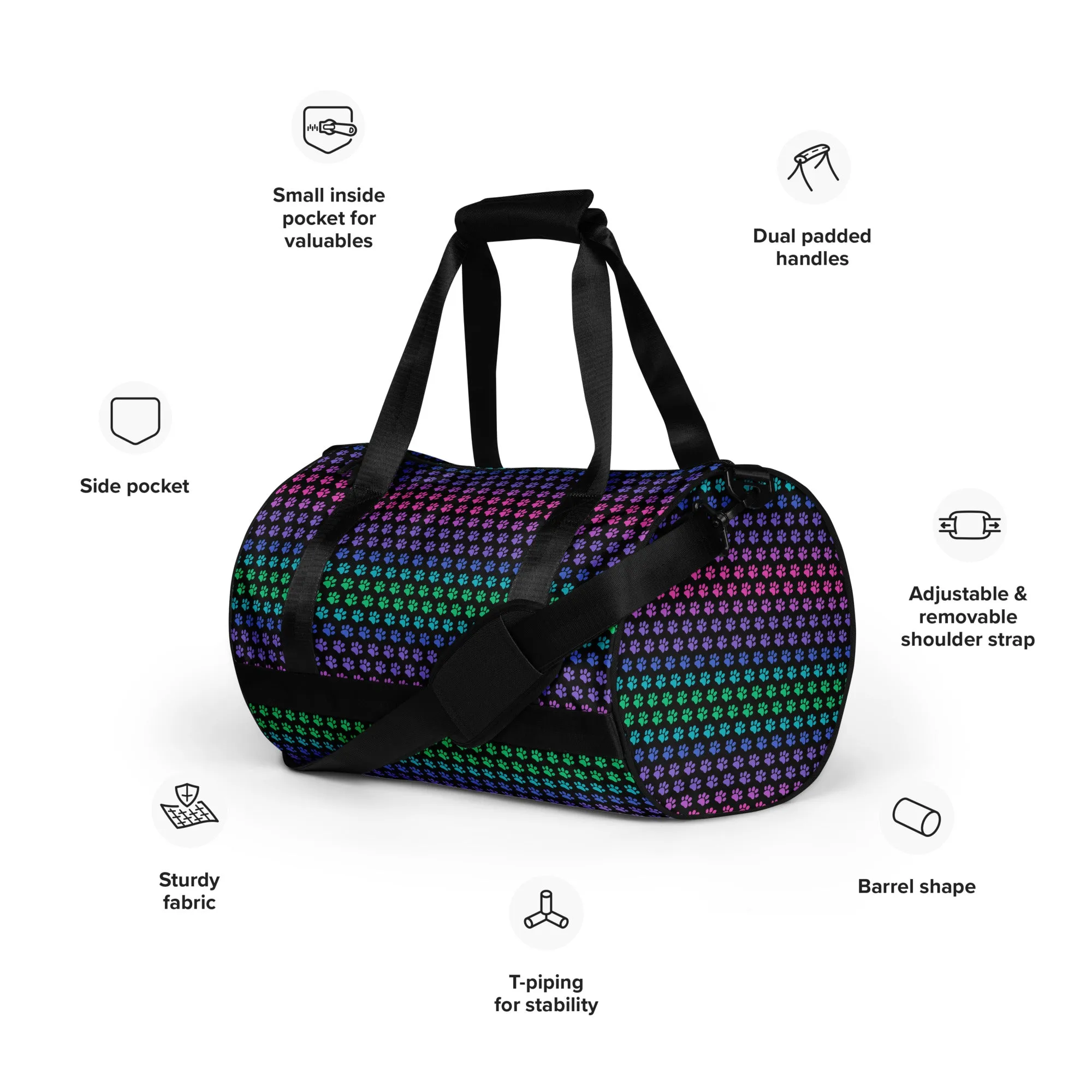 Rainbow Paws Duffel Bag