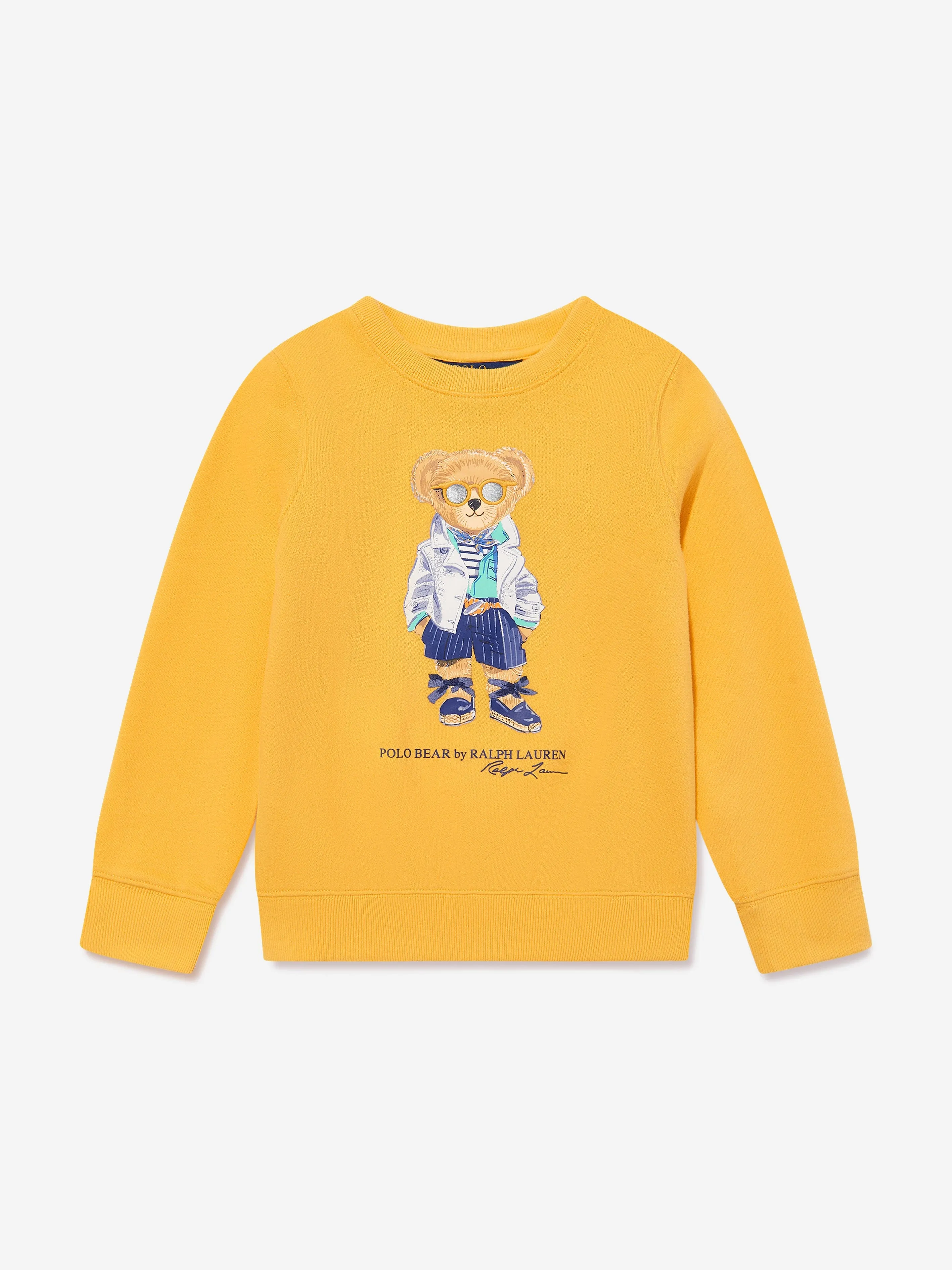 Ralph Lauren Girls Bear Sweatshirt in Yellow