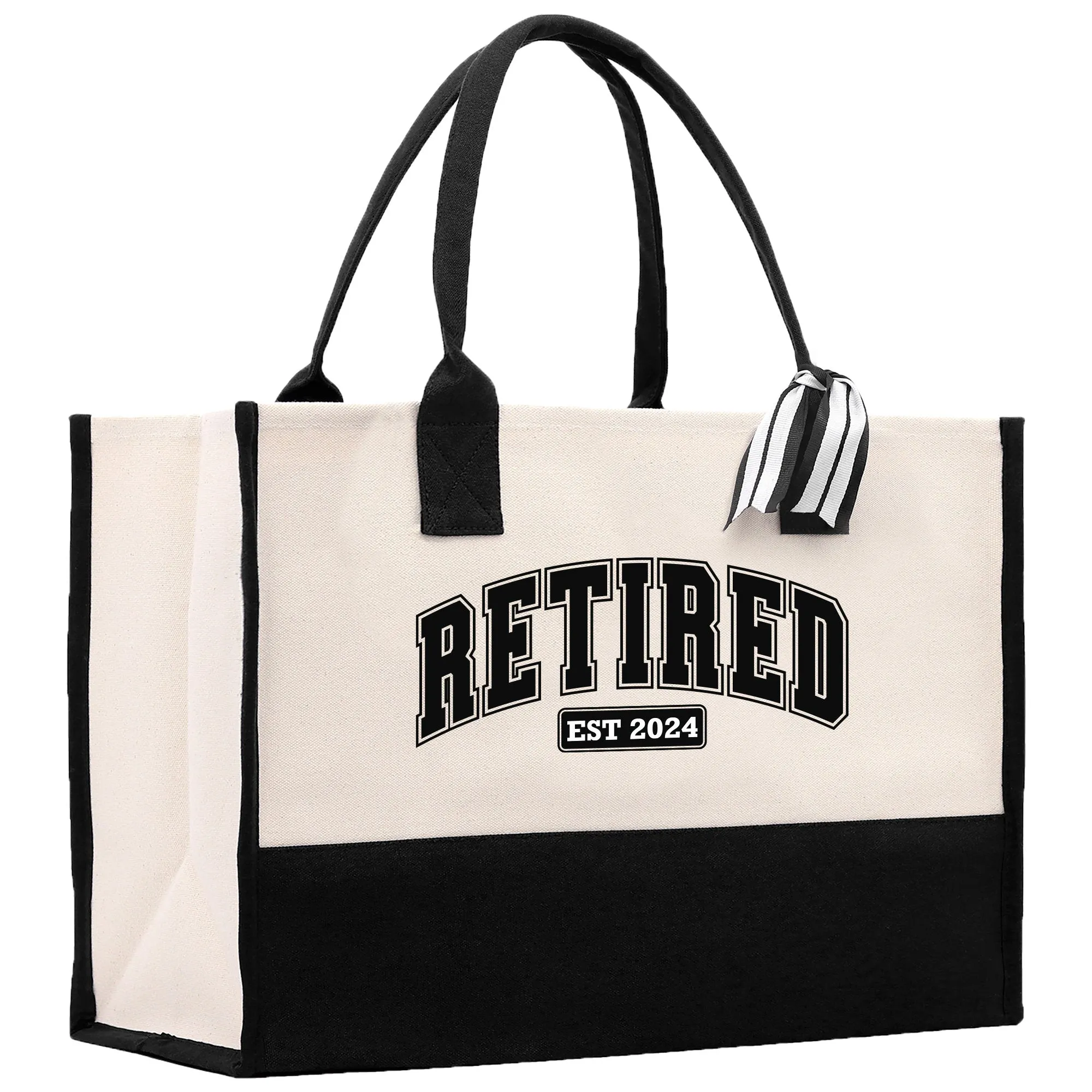 Retirement Cotton Canvas Tote Bag Retire Bag Retirement Party Bag Retired Woman Gift Grandma Gift Est 2024 Retirement Funny Bag