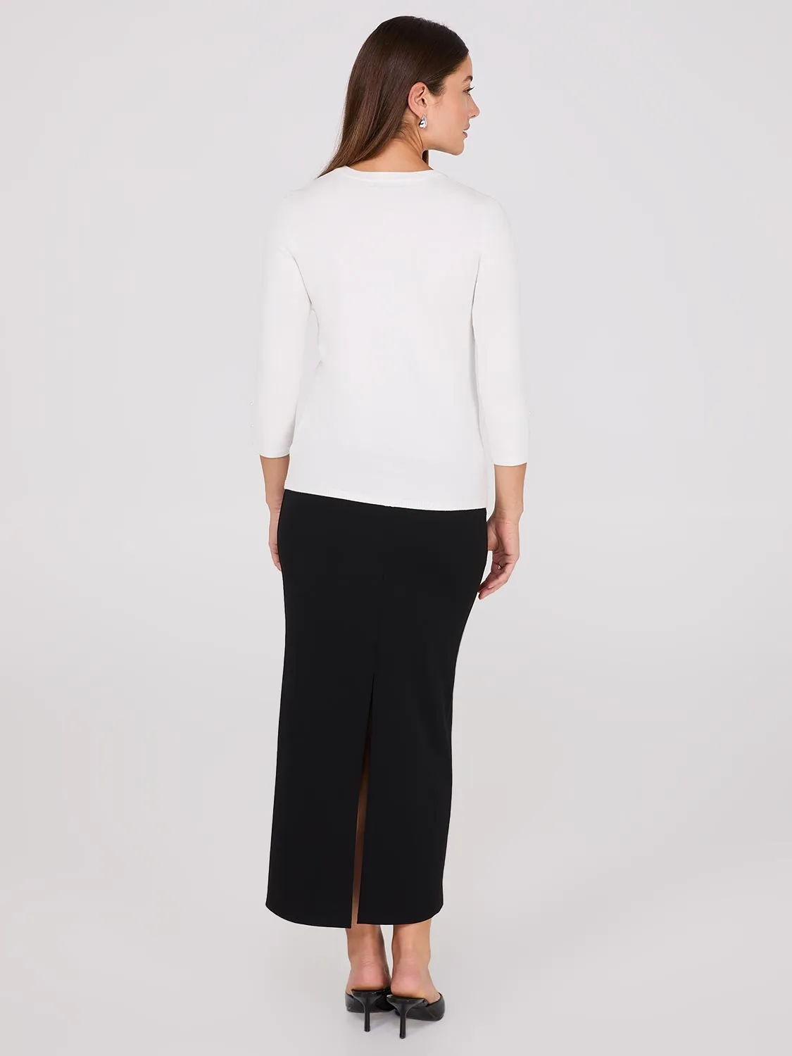 Round Neck Sweater With Button Details