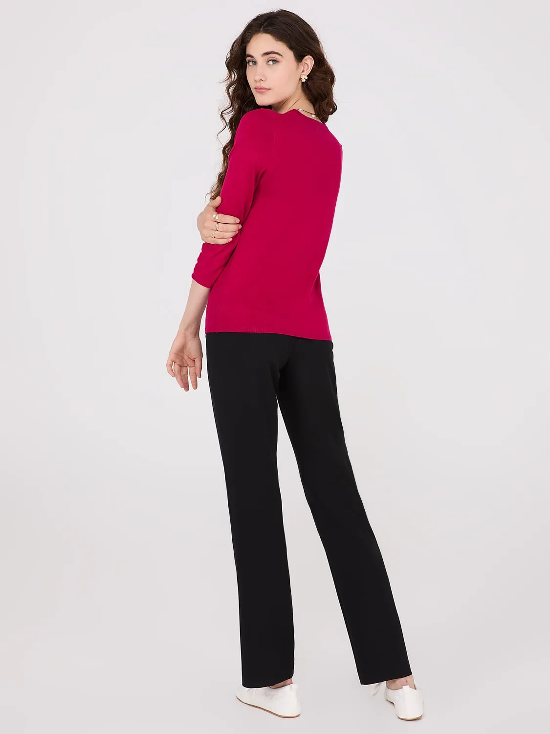 Round Neck Sweater With Button Details