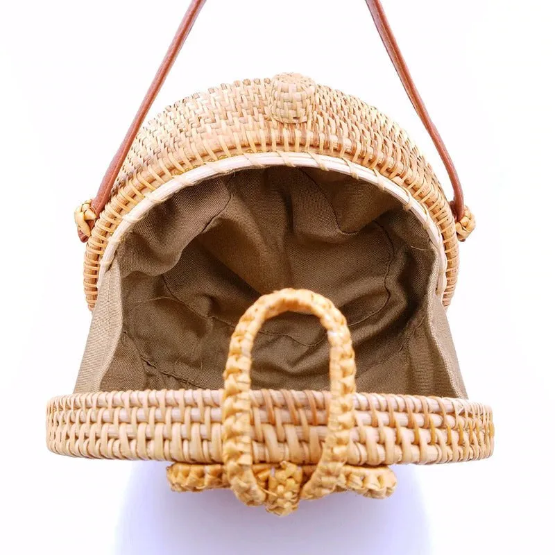 Round Rattan Straw Bag