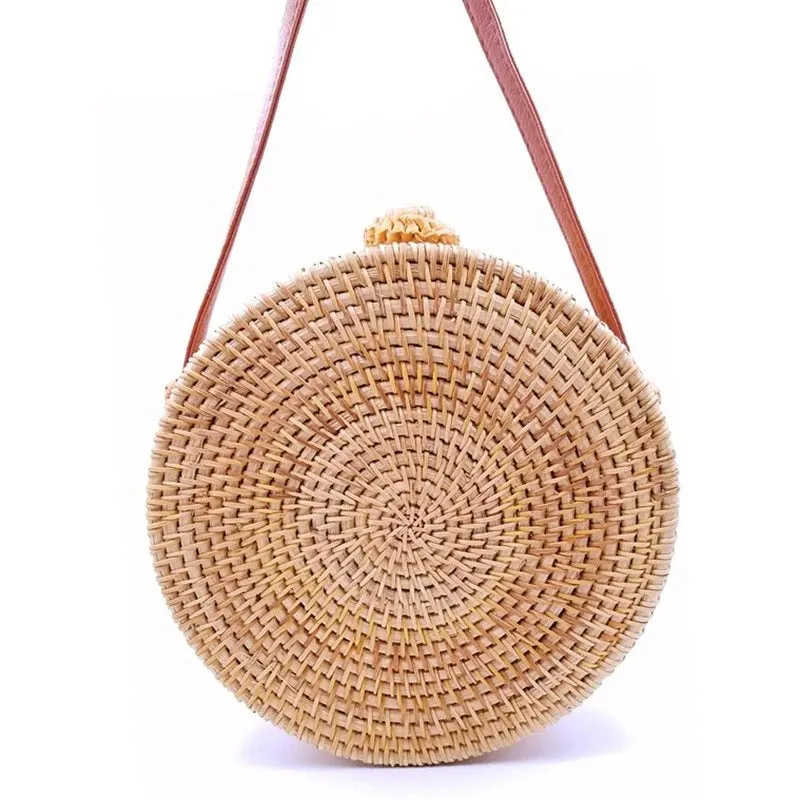 Round Rattan Straw Bag