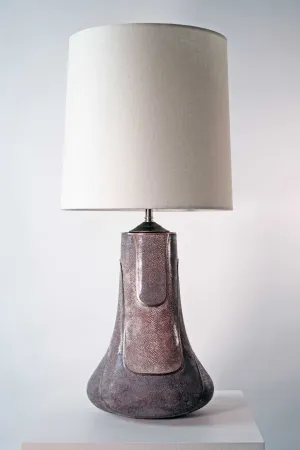 Shagreen Table Lamp, Light Mauve & Bronze, C. 20th Century