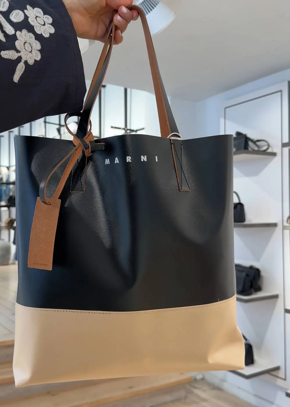 Shopping Bag - Black/Beige