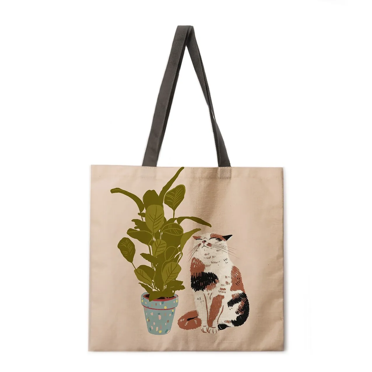 Simple cat painting handbag ladies ladies Korean shoulder bag casual shopping shopping bag large capacity tote bag