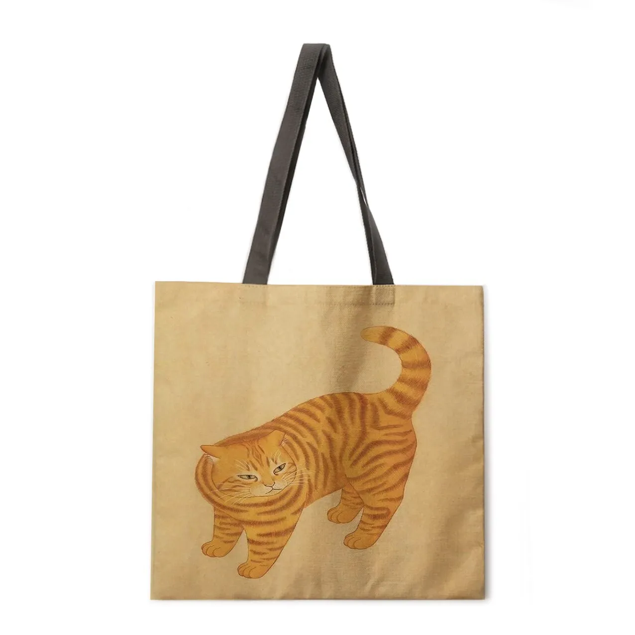 Simple cat painting handbag ladies ladies Korean shoulder bag casual shopping shopping bag large capacity tote bag
