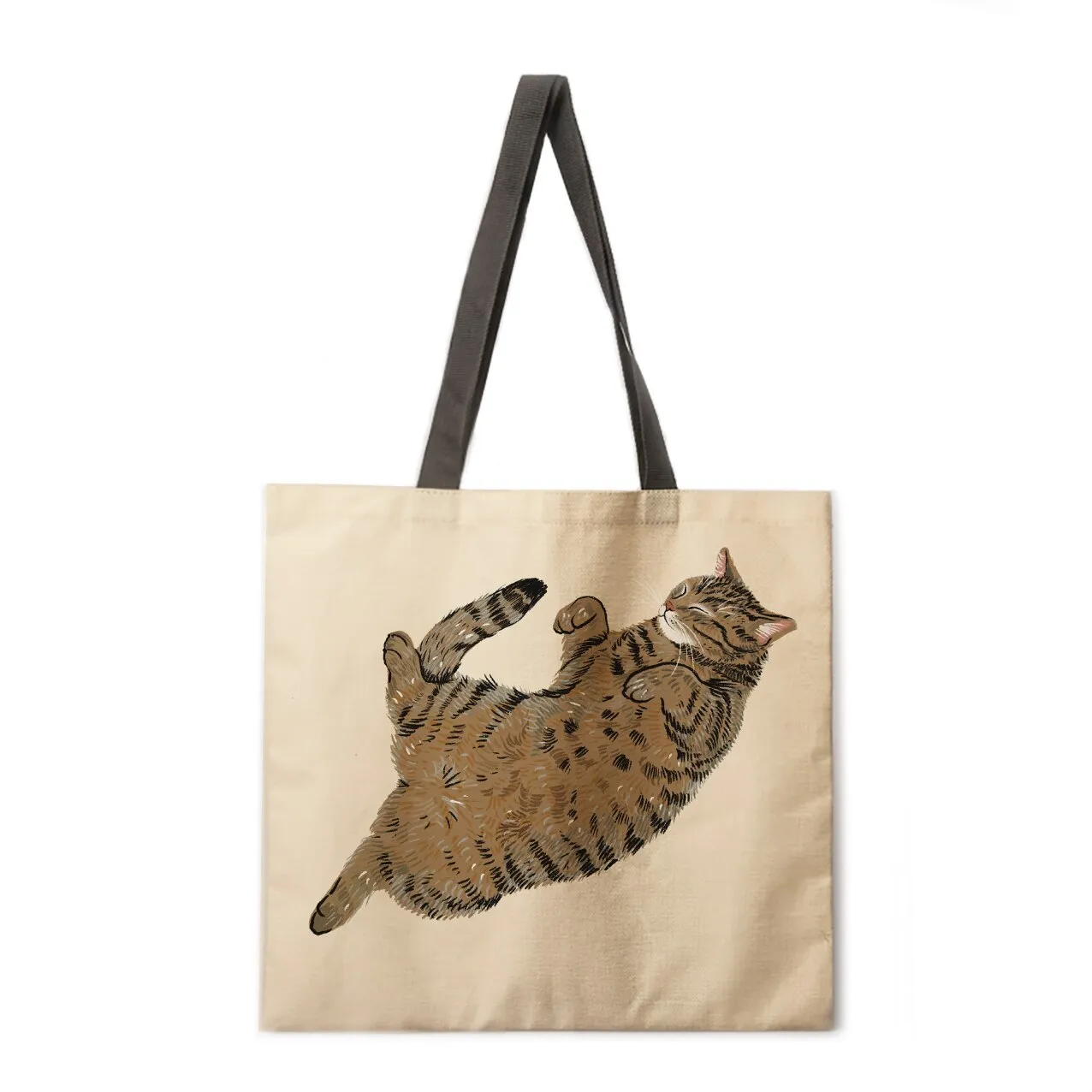 Simple cat painting handbag ladies ladies Korean shoulder bag casual shopping shopping bag large capacity tote bag