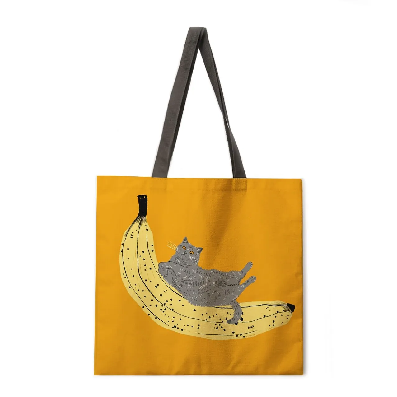 Simple cat painting handbag ladies ladies Korean shoulder bag casual shopping shopping bag large capacity tote bag