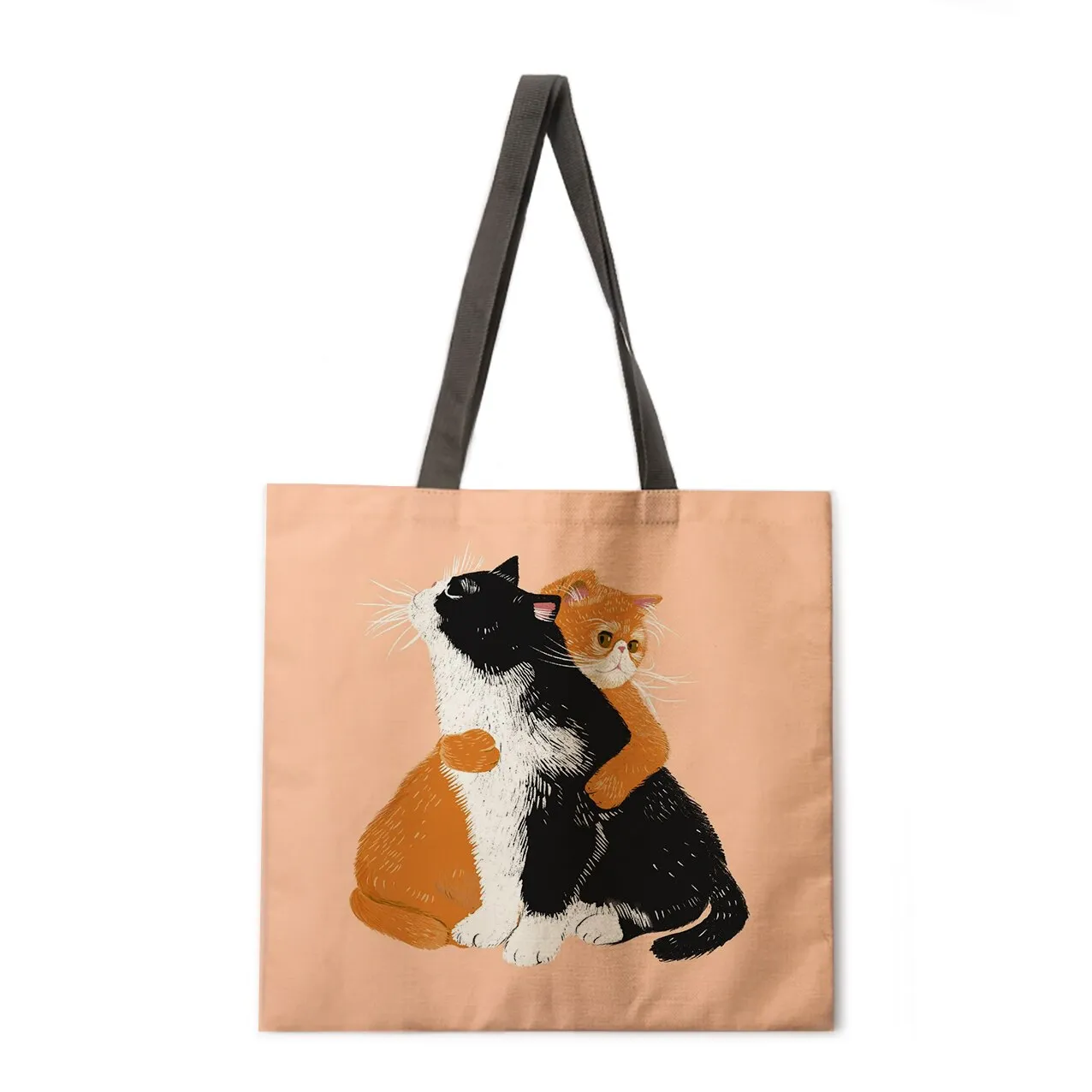 Simple cat painting handbag ladies ladies Korean shoulder bag casual shopping shopping bag large capacity tote bag