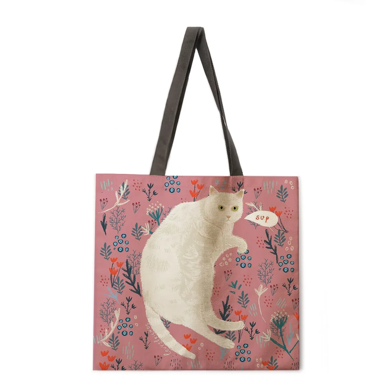 Simple cat painting handbag ladies ladies Korean shoulder bag casual shopping shopping bag large capacity tote bag