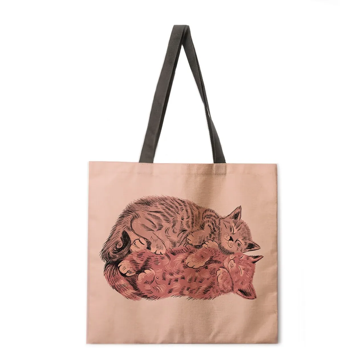 Simple cat painting handbag ladies ladies Korean shoulder bag casual shopping shopping bag large capacity tote bag