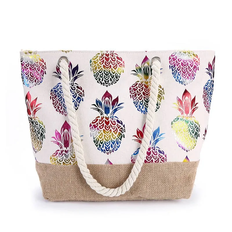 Simple pineapple print tote shopping bag