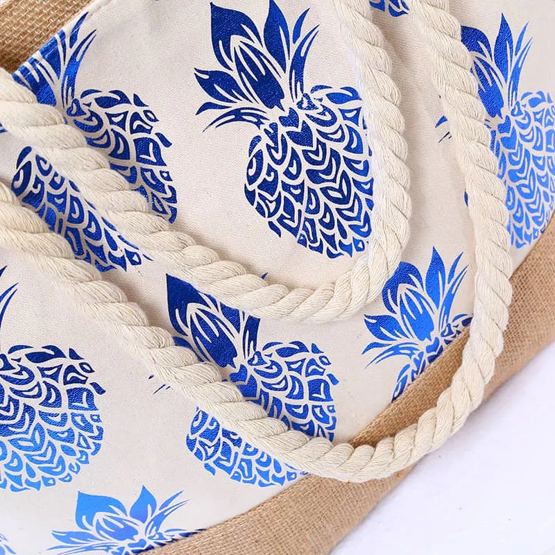 Simple pineapple print tote shopping bag