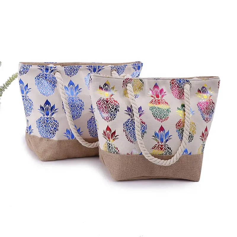 Simple pineapple print tote shopping bag