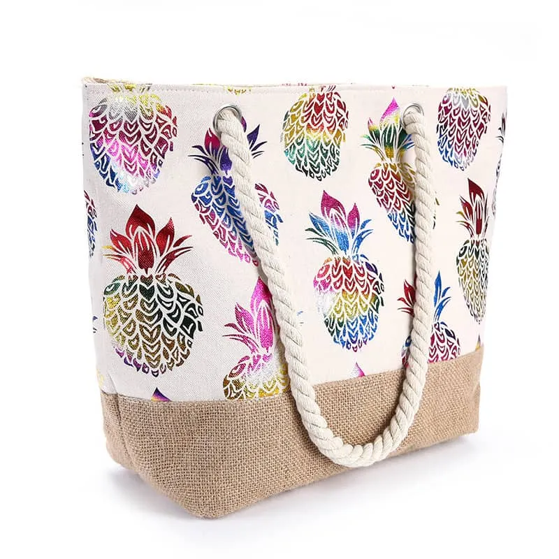 Simple pineapple print tote shopping bag