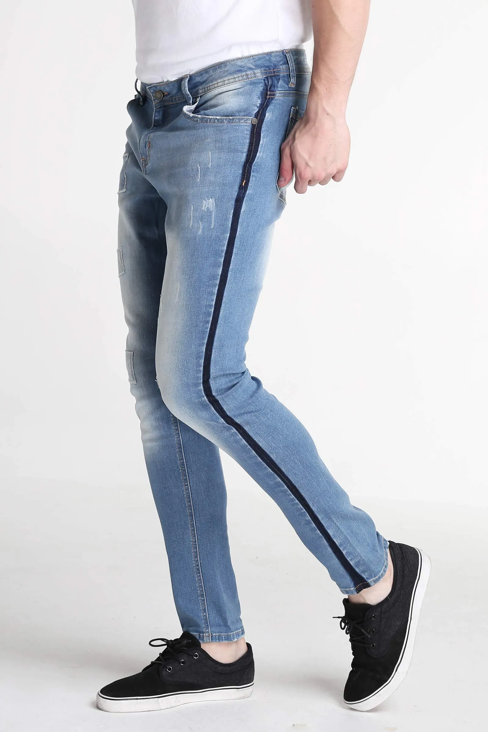 Skinny Fit Jeans With Patch Details