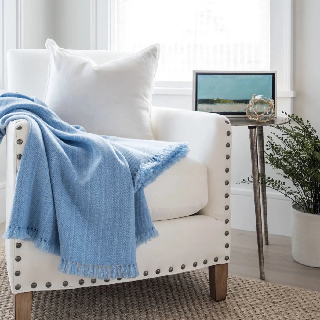 Sky Blue Handwoven Cashmere Throw