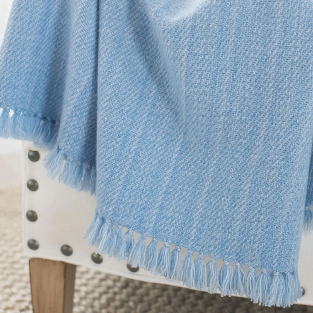 Sky Blue Handwoven Cashmere Throw