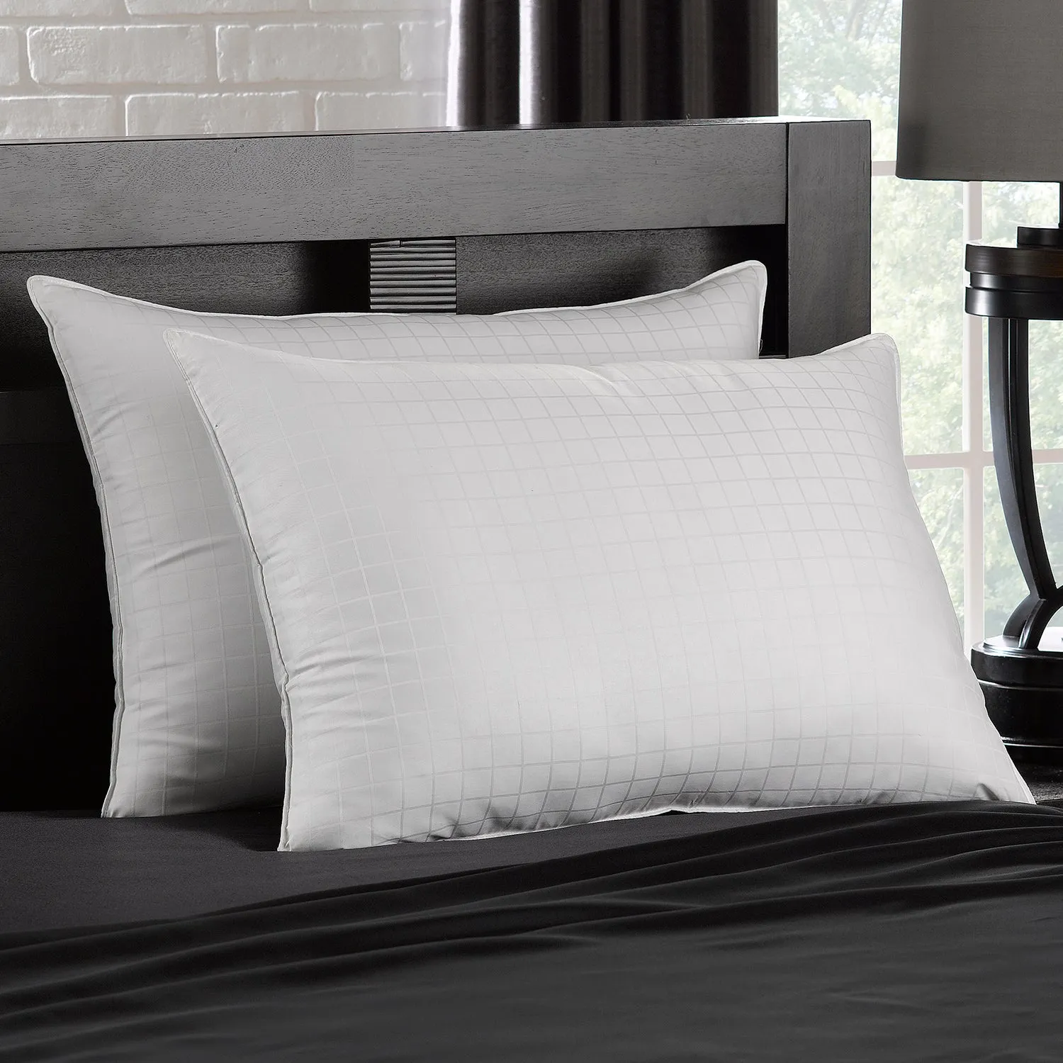 Soft Gel Filled 100% Cotton Dobby Windowpane Shell Stomach Sleeper Pillow