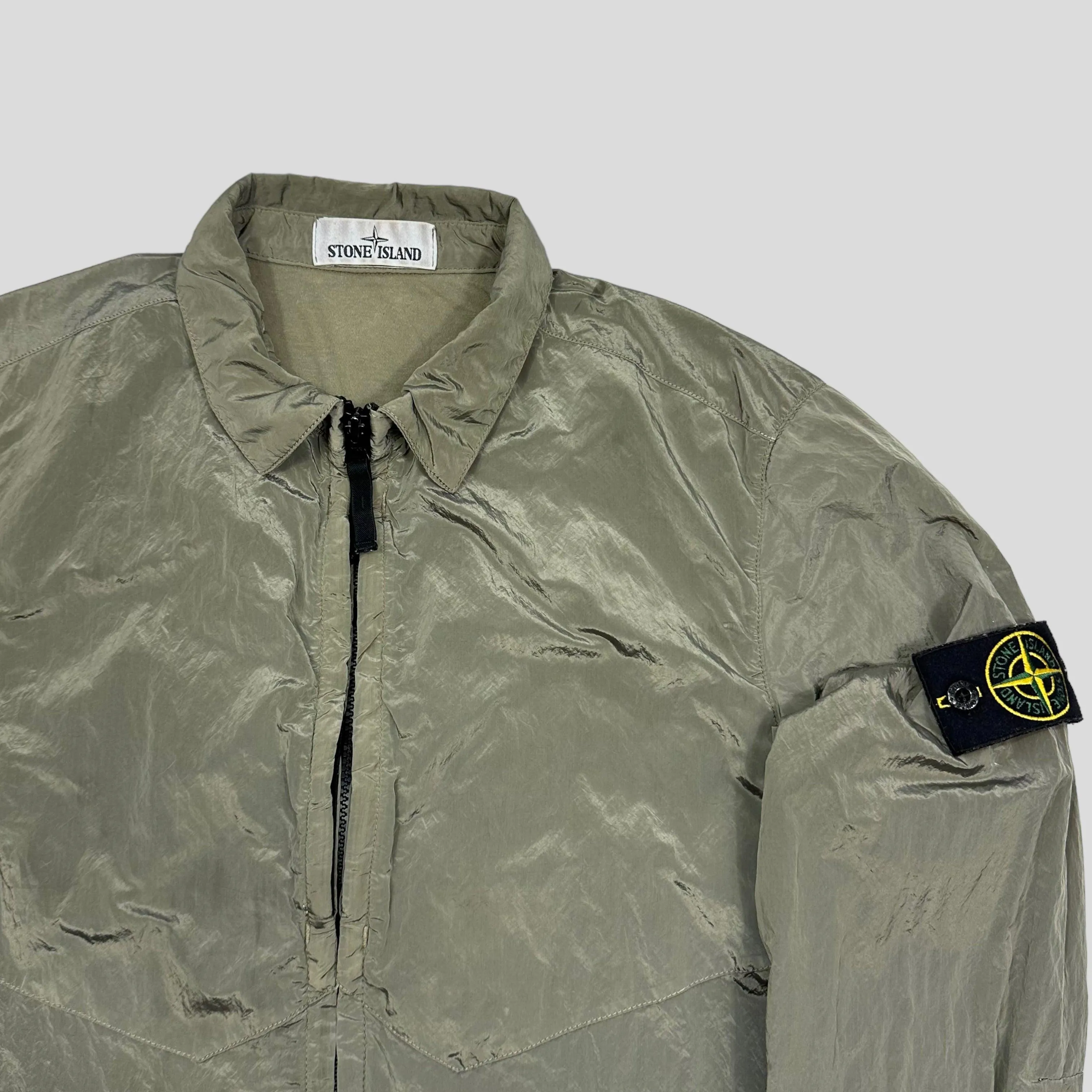 Stone Island Khaki Nylon Metal Overshirt Jacket - M