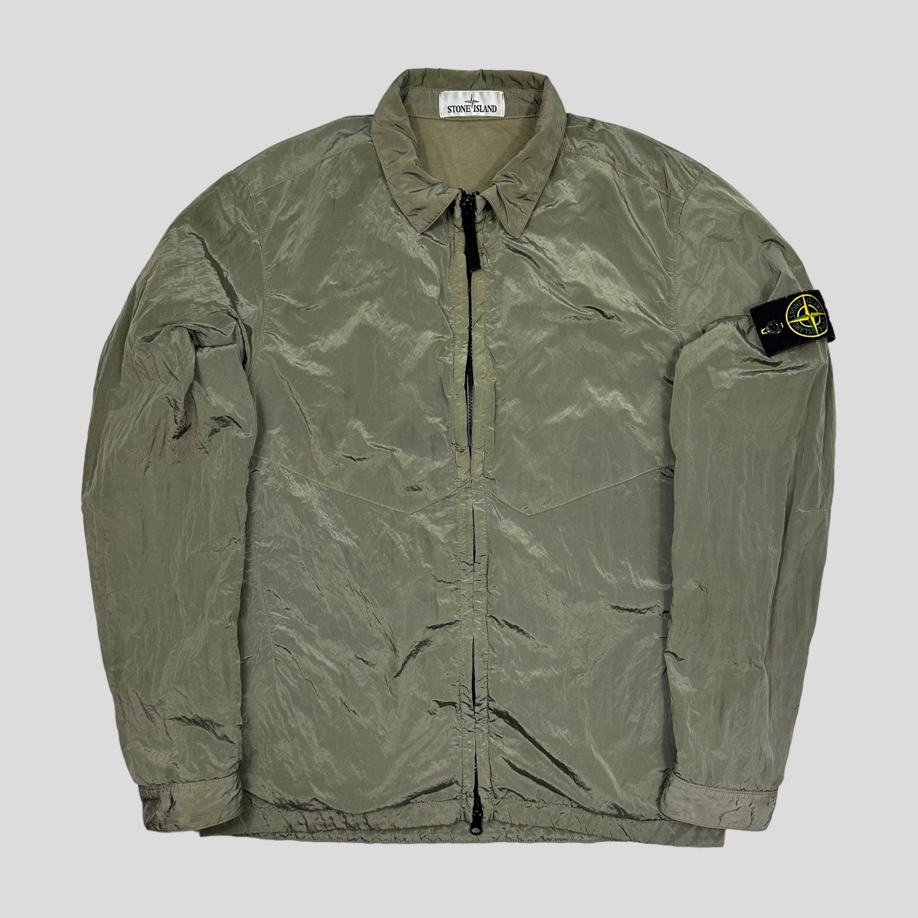 Stone Island Khaki Nylon Metal Overshirt Jacket - M