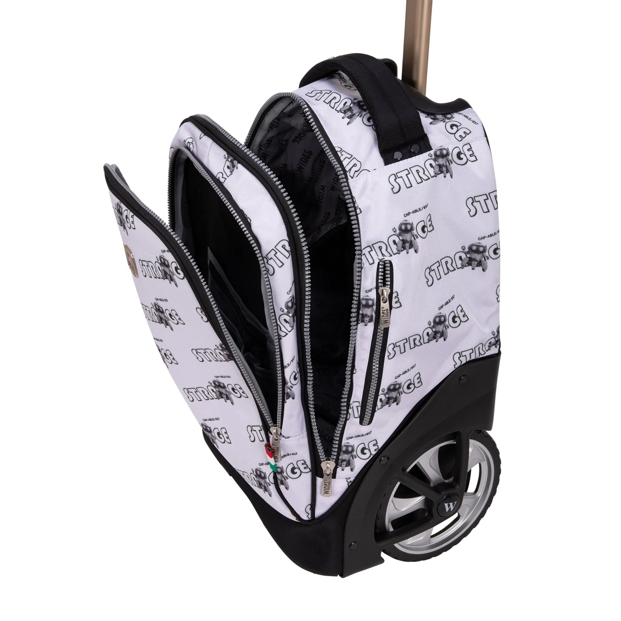 Strange Grey Big Wheel School Bag Trolley Set of 3 (Lunch Bag & Pencil Case)