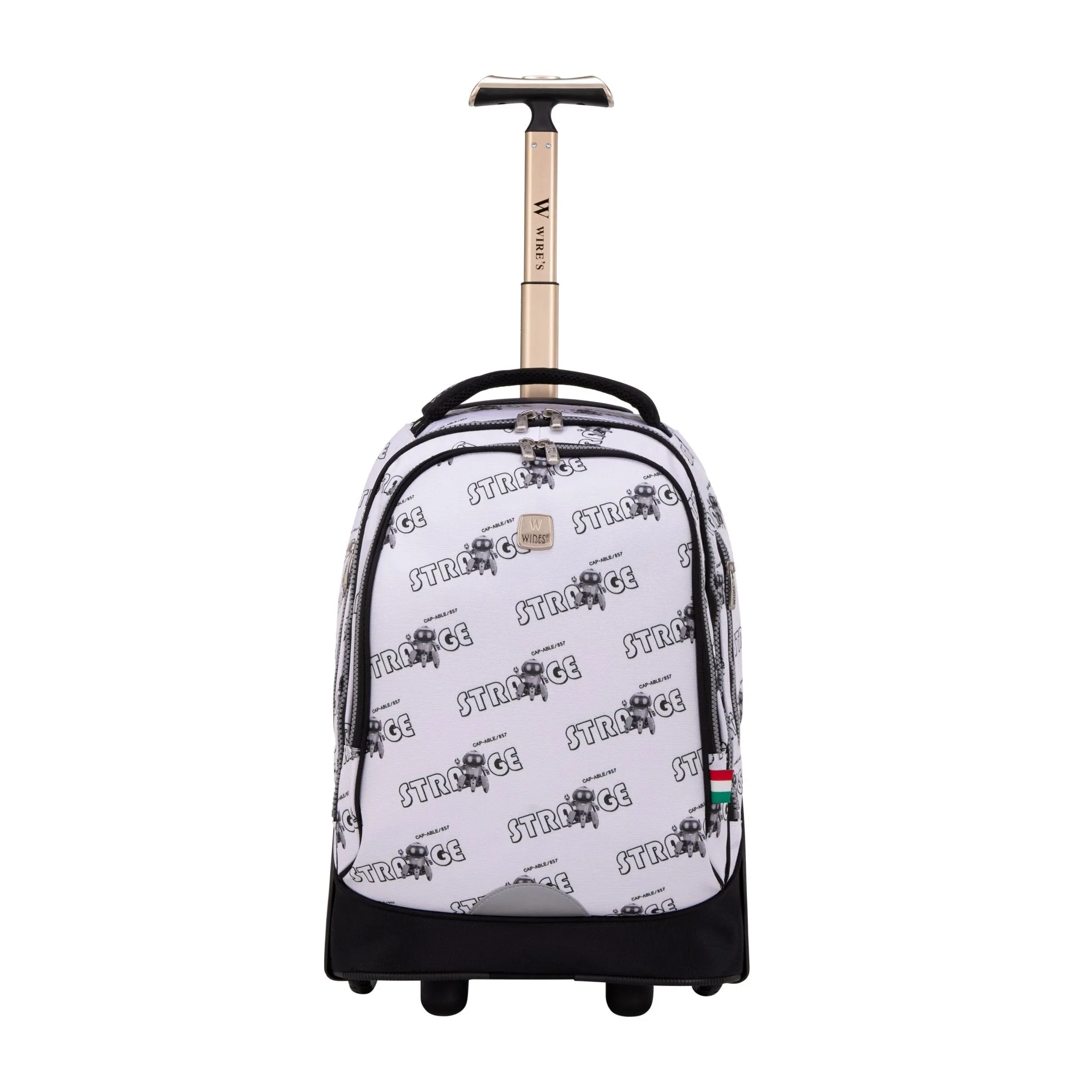Strange Grey Big Wheel School Bag Trolley Set of 3 (Lunch Bag & Pencil Case)