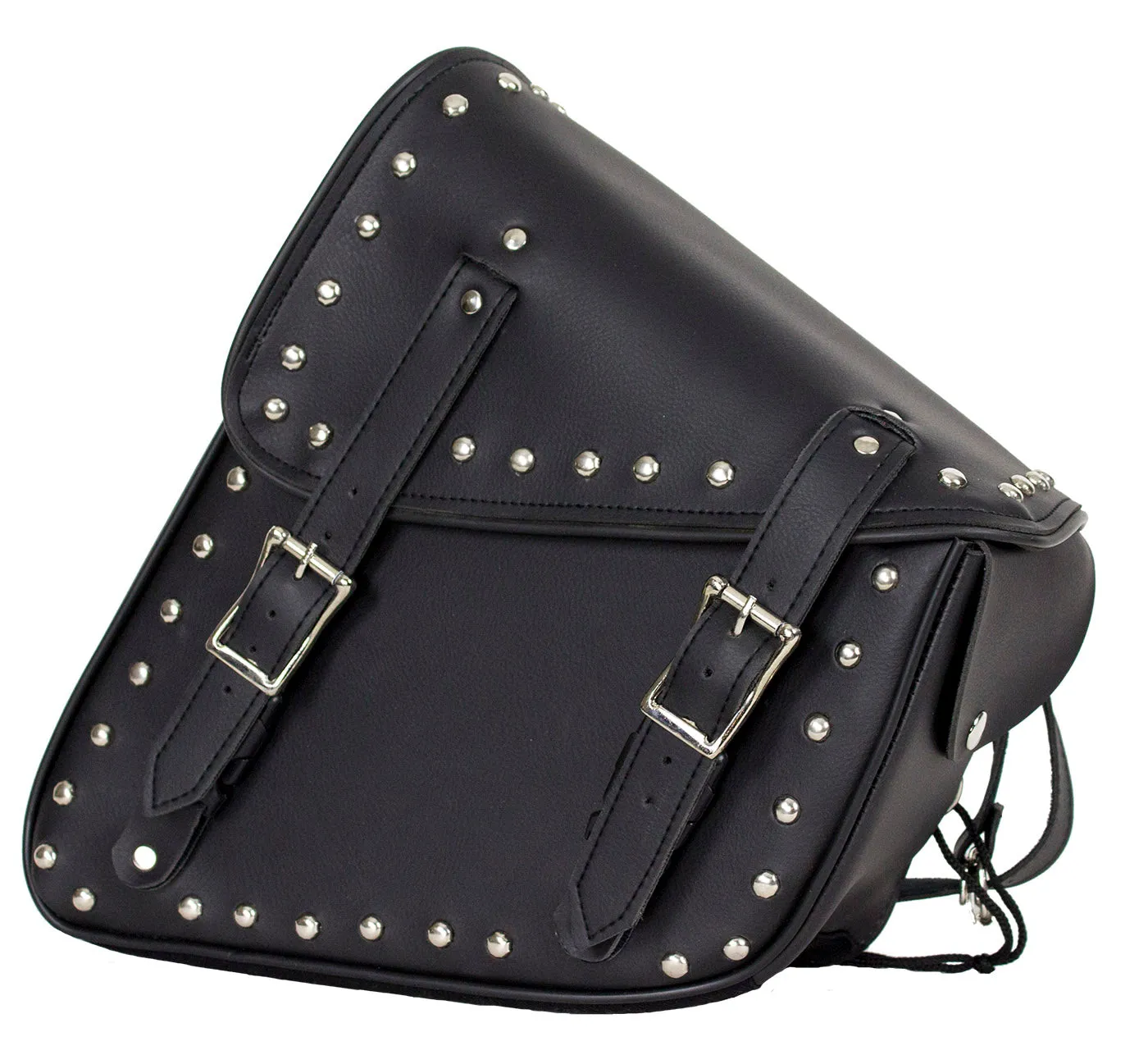 Studded Black PVC Solo Swing Arm Bag - Left Side