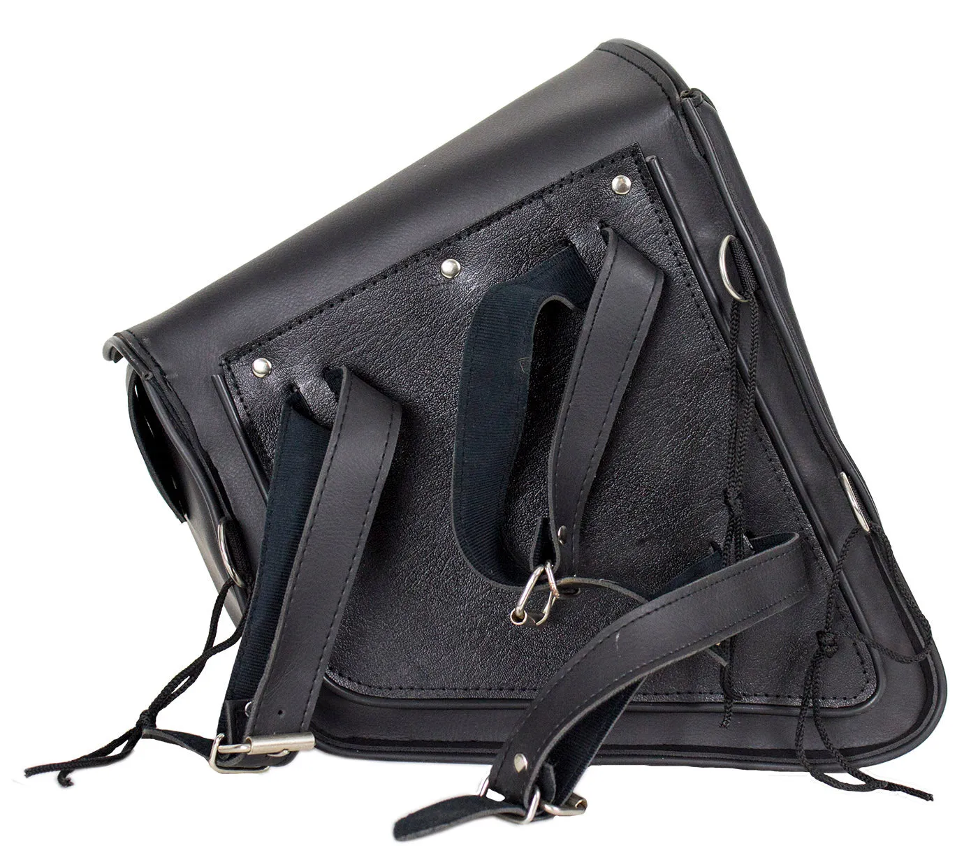 Studded Black PVC Solo Swing Arm Bag - Left Side