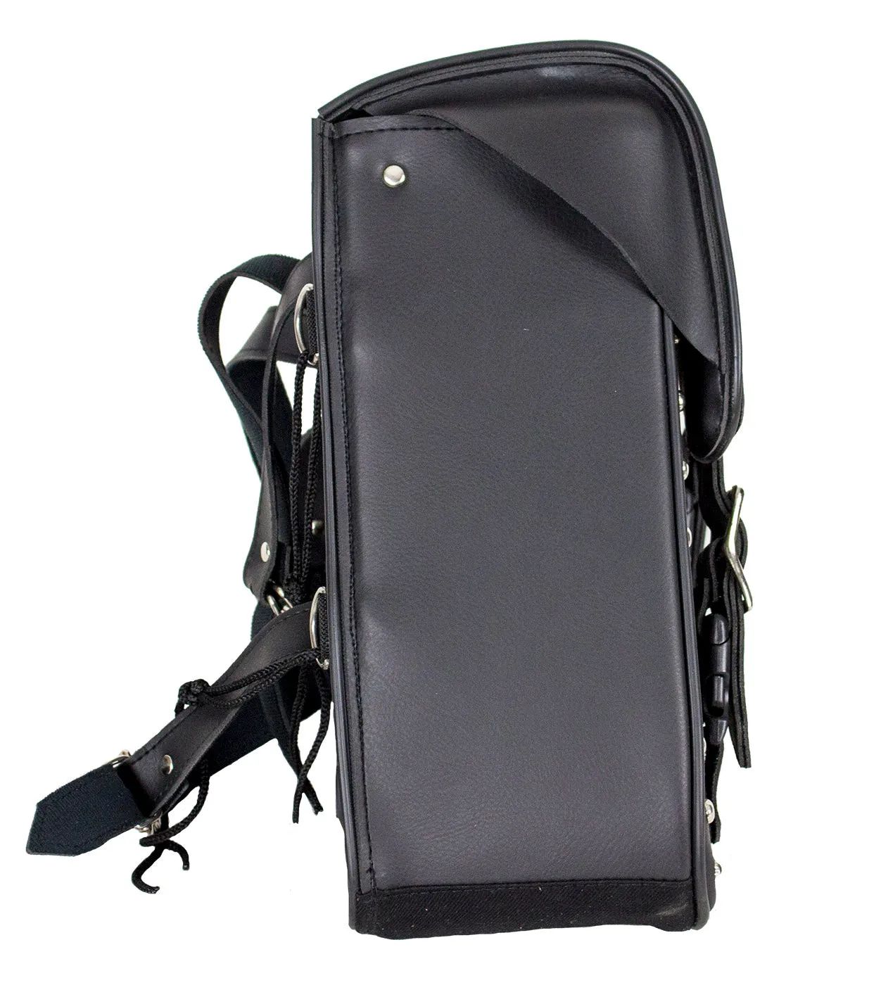 Studded Black PVC Solo Swing Arm Bag - Left Side