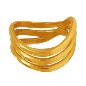 Stylish 18K Gold-Plated Titanium Steel Ring for Women - Elegant Wholesale Jewelry