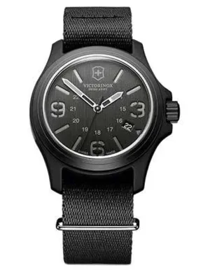 Swiss Army Mens Original - Black Dial w/ Nylon NATO Strap - Luminous Hands