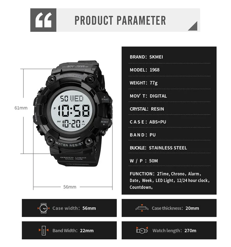 Tide waterproof luminous electronic watch W2319868