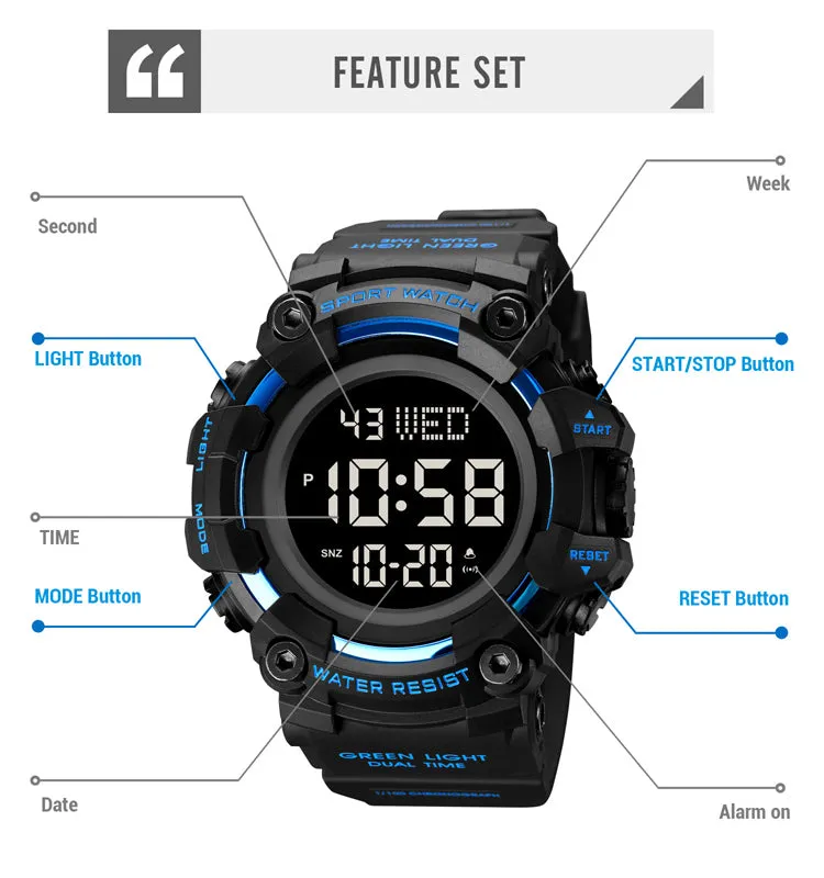 Tide waterproof luminous electronic watch W2319868