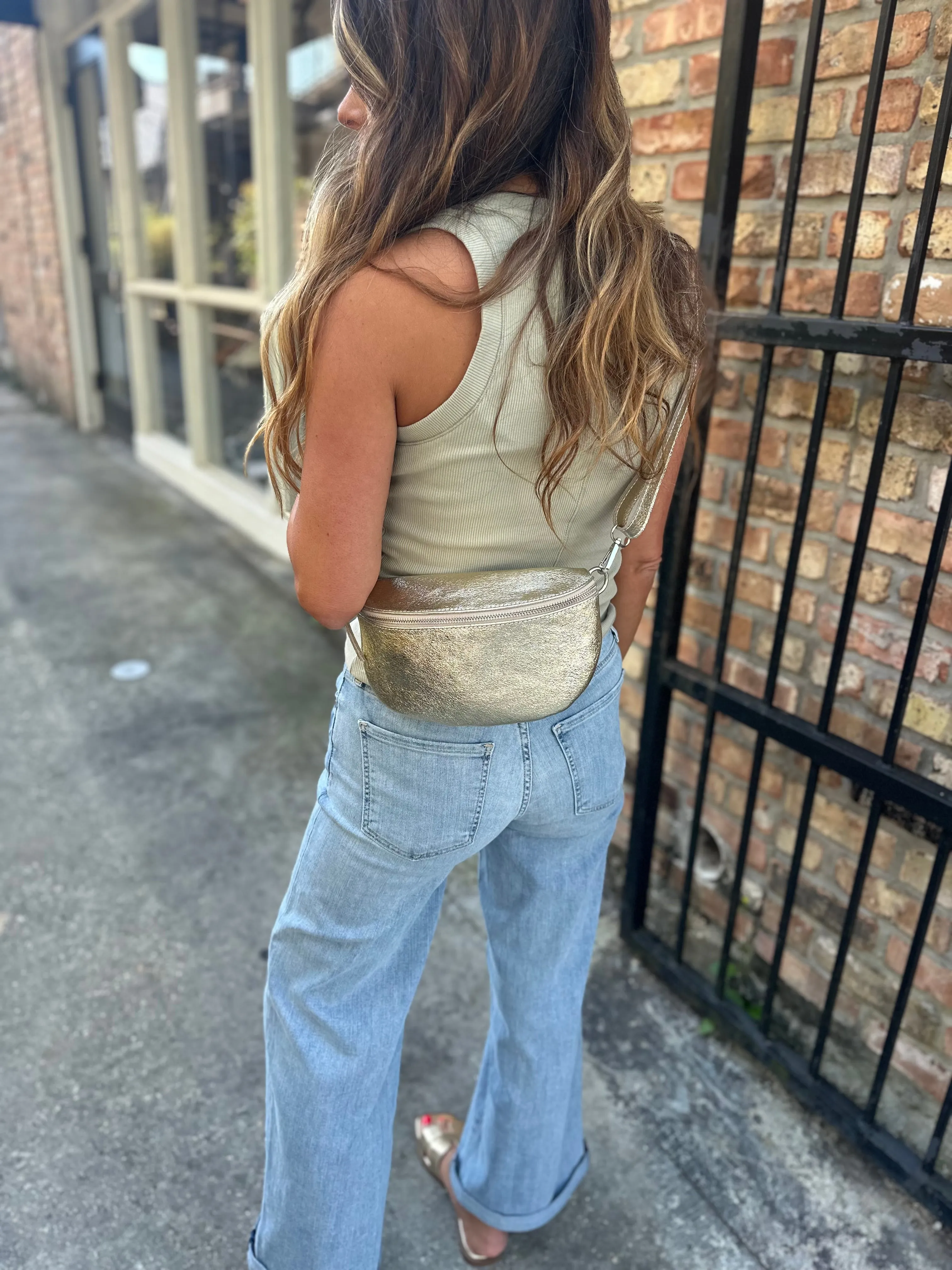 Trista Crossbody/Fanny Bag- Gold